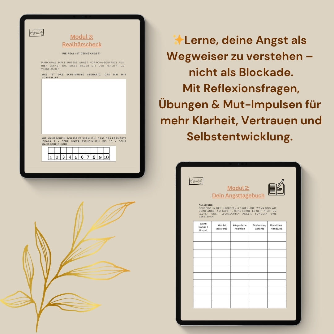 Selbstcoaching-Workbook „Angst als Kompass“ – Finde Mut, Klarheit & innere Stärke PDF (digital)